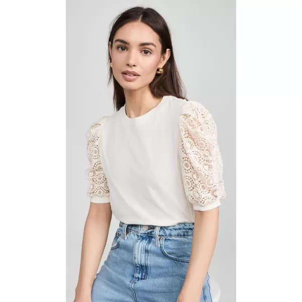 FRAME Womens Lace Sleeve Frankie TeeCream