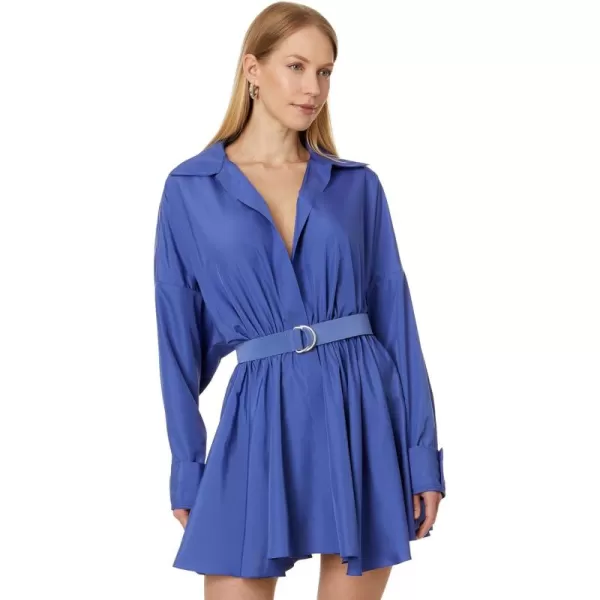 Norma Kamali Womens Super Oversized Shirt Flared Mini DressMilitary Blue