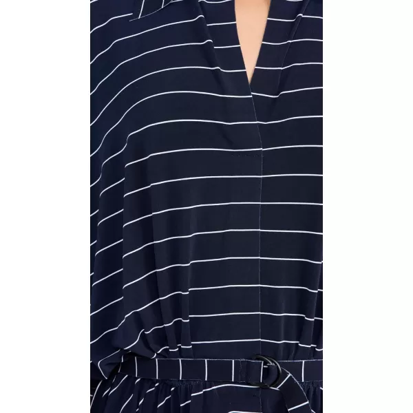 Norma Kamali Womens Super Oversized Shirt Flared Mini DressTrue Navy Pinstripe