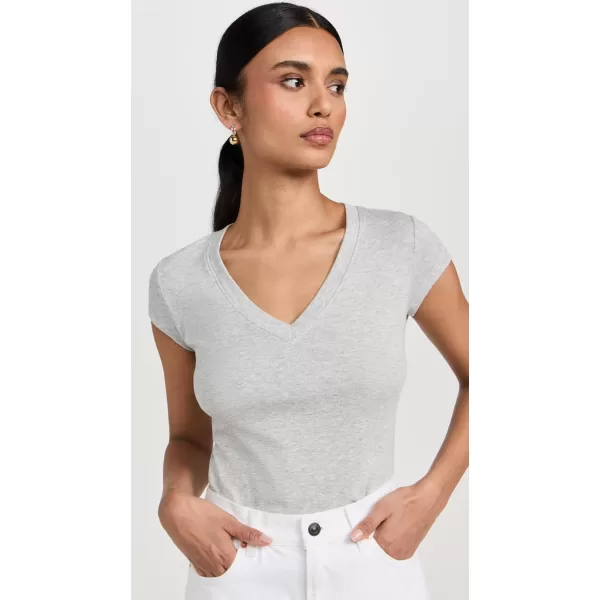 Splendid Womens Faye 1x1 V Neck TeeHeather Grey