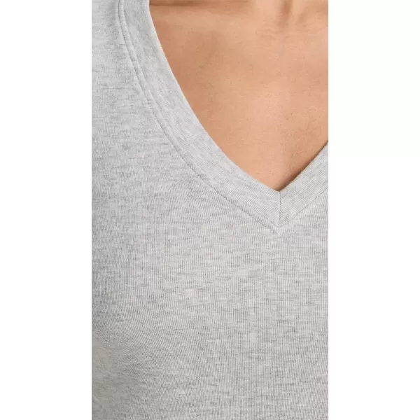 Splendid Womens Faye 1x1 V Neck TeeHeather Grey