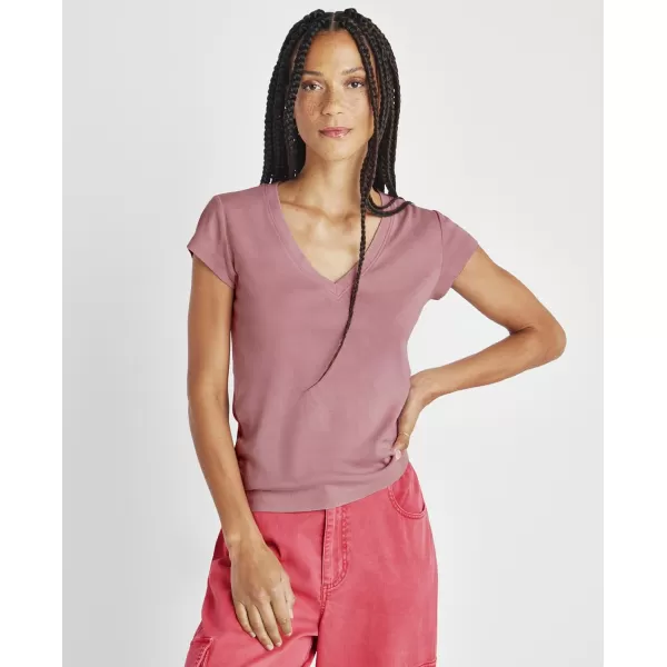 Splendid Womens Faye 1x1 V Neck TeeLotus