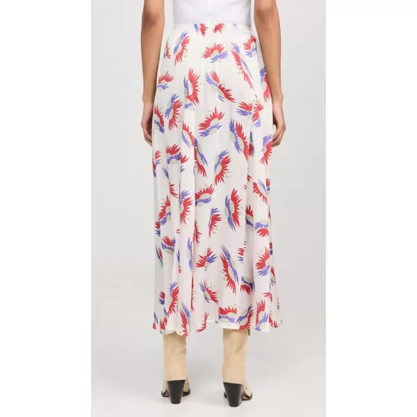 THE GREAT Womens The Godet SkirtWhite Birds of Paradise Print