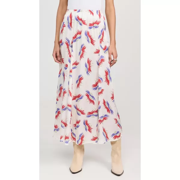 THE GREAT Womens The Godet SkirtWhite Birds of Paradise Print