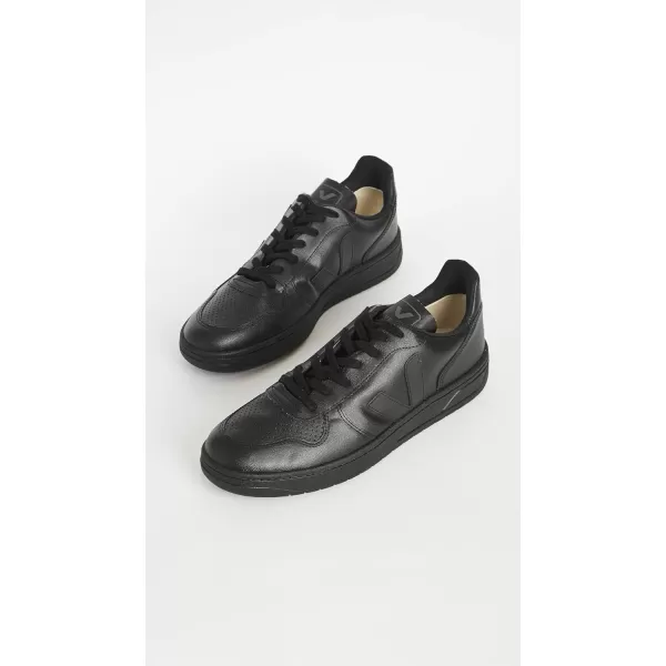 Veja Mens V10 Leather SneakersBlackBlack