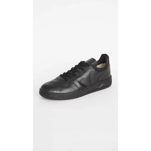 Veja Mens V10 Leather SneakersBlackBlack