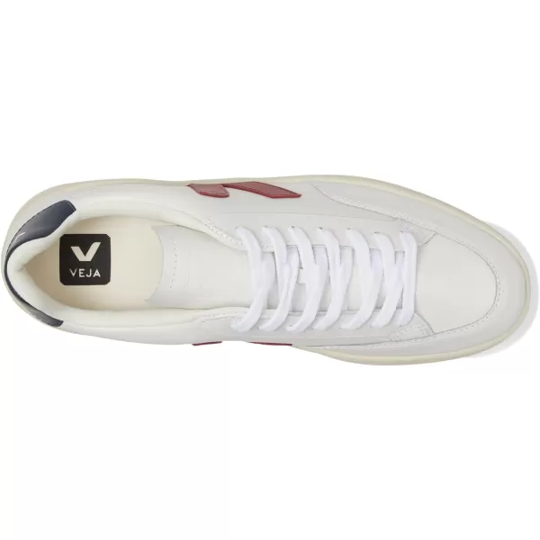 Veja Mens V10 Leather SneakersLeather Extra WhiteMarsalaNautico