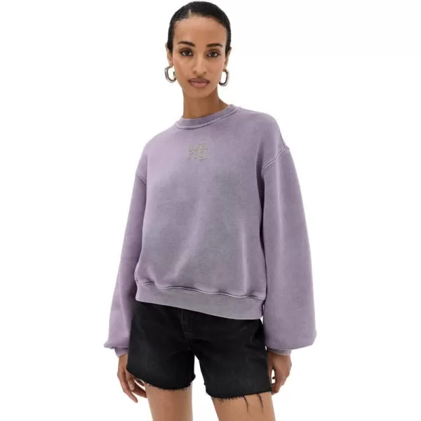 Alexander Wang Womens Essential Terry Crew Sweatshirt with Puff Paint LogoAcid Pink Lavender