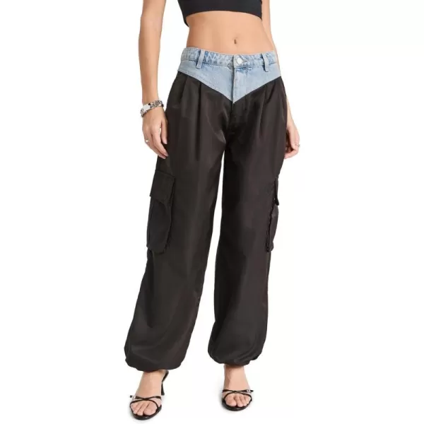 BLANKNYC Womens Nylon Cargo Pleated Pant with Denim WaistbandCold Gem