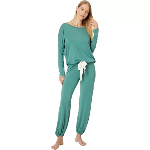 Eberjey Gisele Modal Womens Pajama Slouchy Set  Long Sleeve Top w Scoop NecklineAgaveIvory