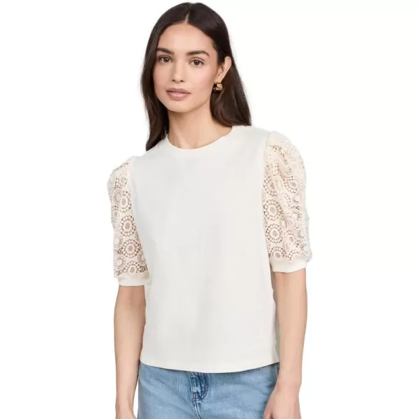 FRAME Womens Lace Sleeve Frankie TeeCream