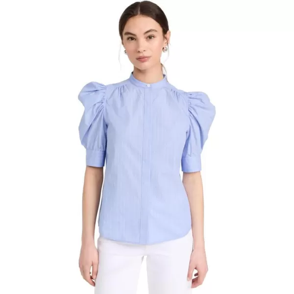 FRAME Womens Ruched Puff Sleeve ShirtChambray Blue