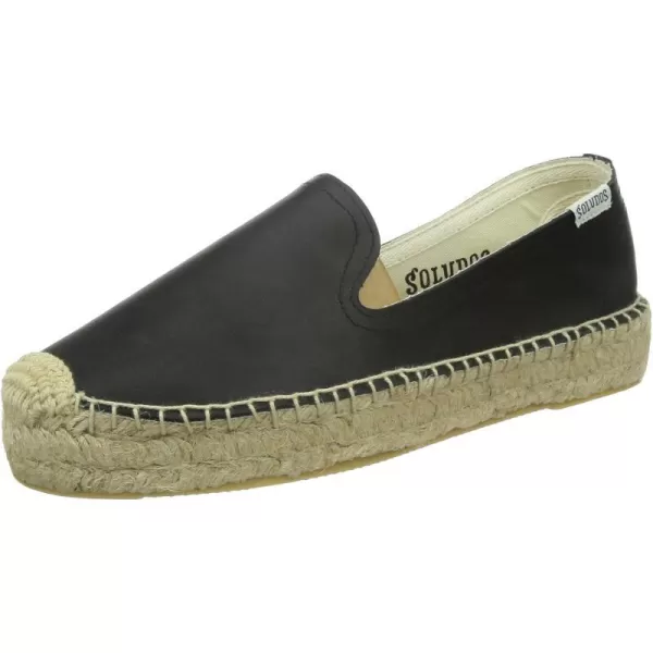 Soludos Platform Smoking SlipperBlack Leather