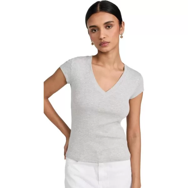 Splendid Womens Faye 1x1 V Neck TeeHeather Grey