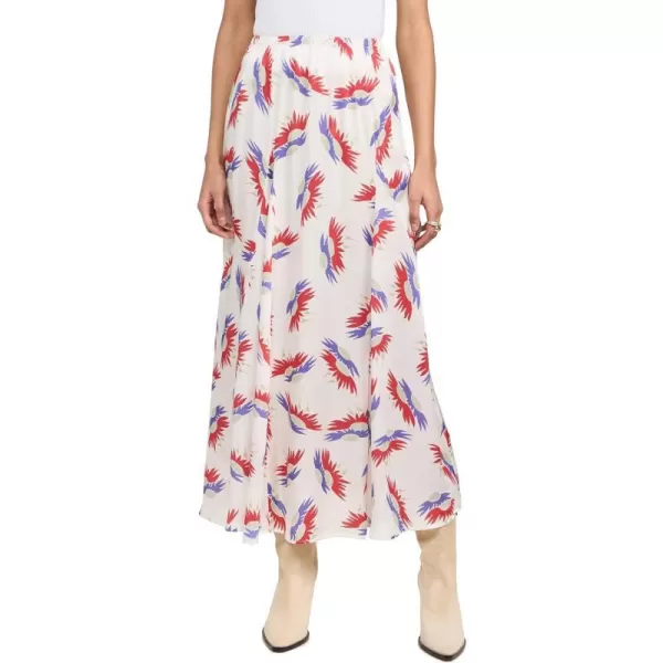 THE GREAT Womens The Godet SkirtWhite Birds of Paradise Print