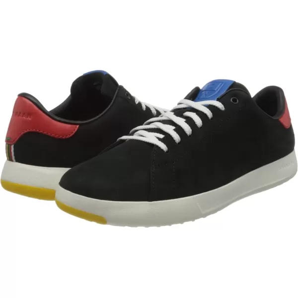 Cole Haan Mens Grandpro Tennis Fashion SneakerBlack Nubuck Flame Blue