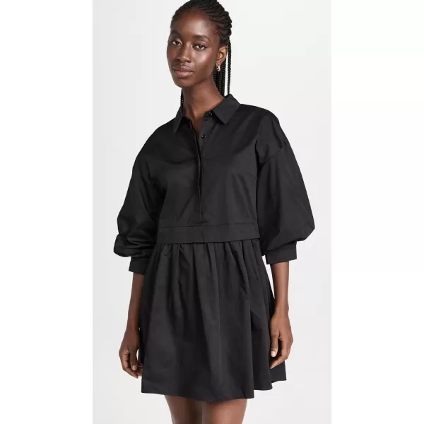 English Factory Womens Puff Sleeve Shirt DressBlack