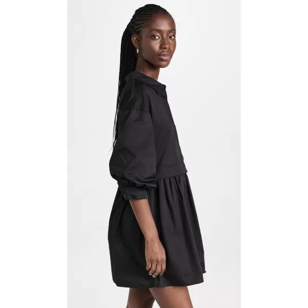 English Factory Womens Puff Sleeve Shirt DressBlack