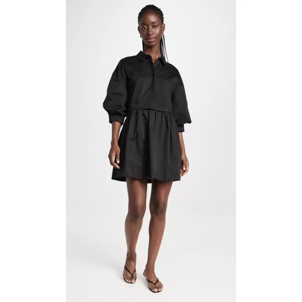 English Factory Womens Puff Sleeve Shirt DressBlack