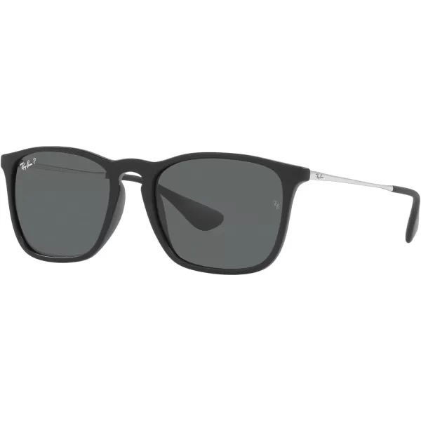 RayBan RB4187 Chris Square SunglassesRubber BlackDark Grey Polarized