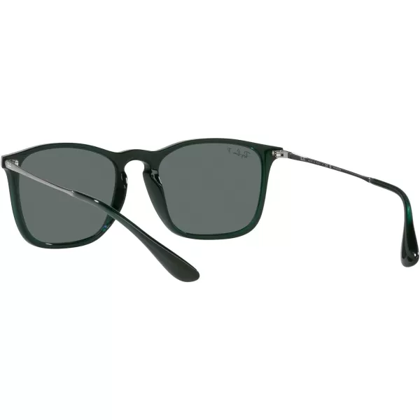 RayBan RB4187 Chris Square SunglassesTransparent GreenDark Grey Polarized