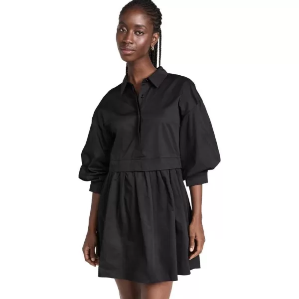 English Factory Womens Puff Sleeve Shirt DressBlack