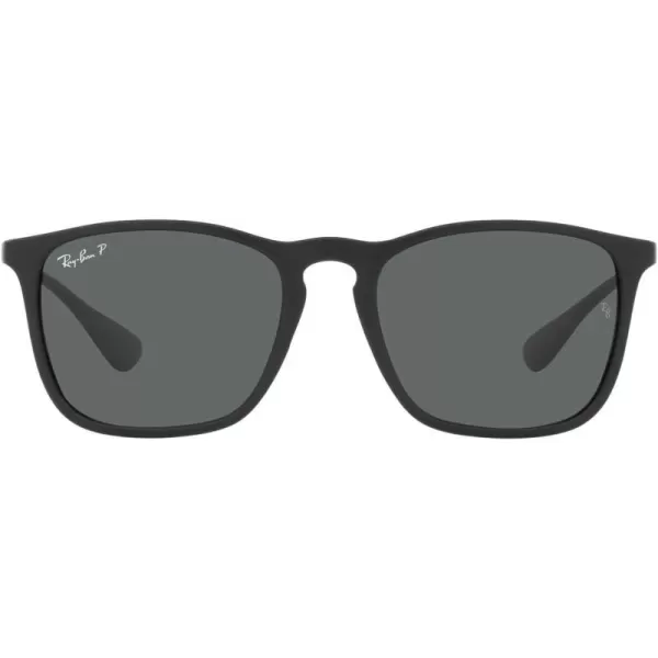 RayBan RB4187 Chris Square SunglassesRubber BlackDark Grey Polarized