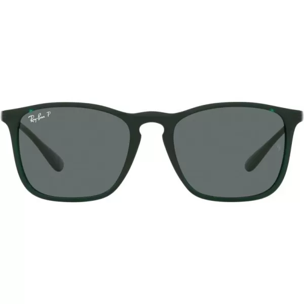 RayBan RB4187 Chris Square SunglassesTransparent GreenDark Grey Polarized