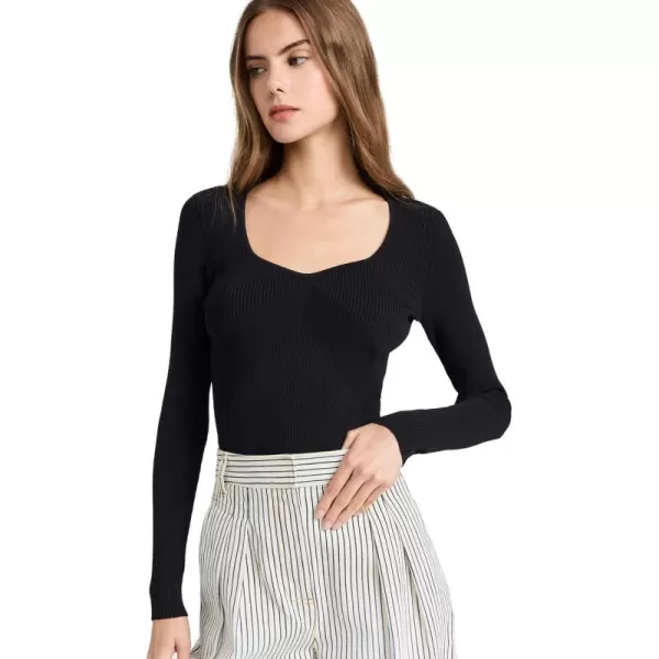 rag  bone Womens Asher Long Sleeve TopBlack