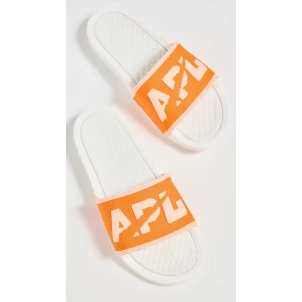 APL Athletic Propulsion Labs Womens Big Logo TechLoom SlidesIvoryOrangeNeon Peach