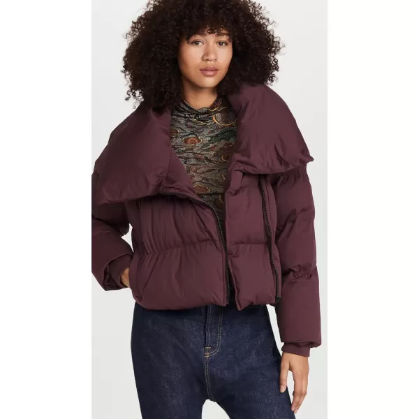 Avec Les Filles Womens Heavyweight Cropped Puffer JacketMerlot