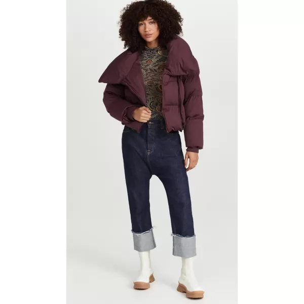 Avec Les Filles Womens Heavyweight Cropped Puffer JacketMerlot