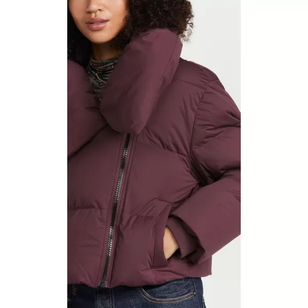 Avec Les Filles Womens Heavyweight Cropped Puffer JacketMerlot