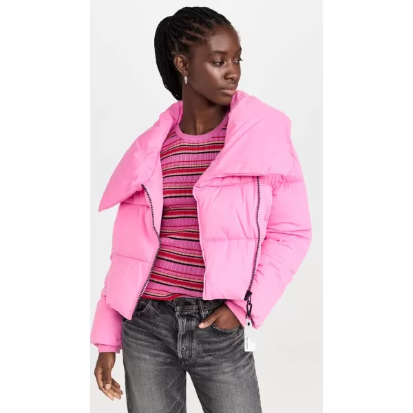 Avec Les Filles Womens Heavyweight Cropped Puffer JacketWinter Pink