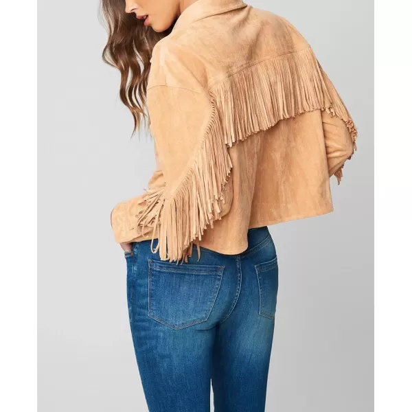 BLANKNYC womens Luxury Clothing Faux Suede Fringe Shirt Jacket Comfortable amp Stylish CoatCamel