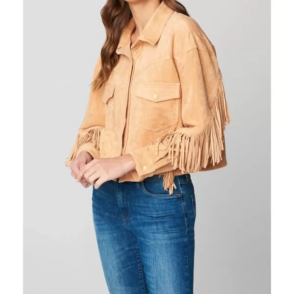 BLANKNYC womens Luxury Clothing Faux Suede Fringe Shirt Jacket Comfortable amp Stylish CoatCamel