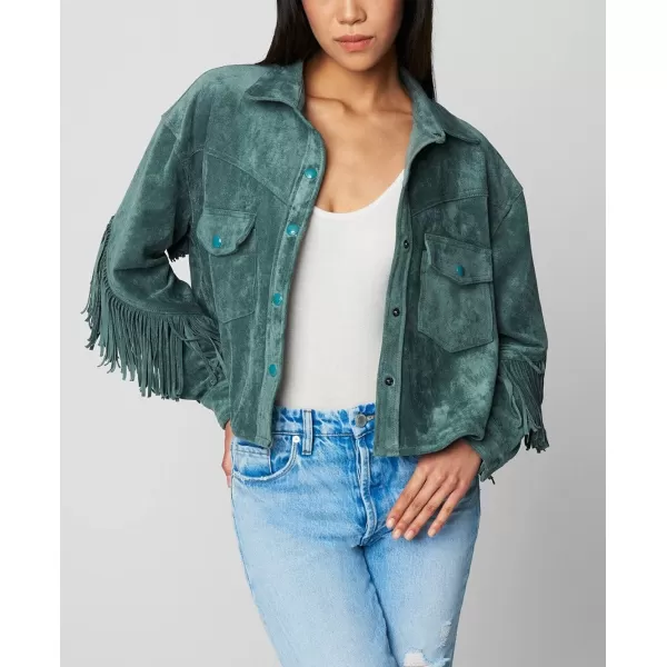 BLANKNYC womens Luxury Clothing Faux Suede Fringe Shirt Jacket Comfortable amp Stylish CoatOlive Branch