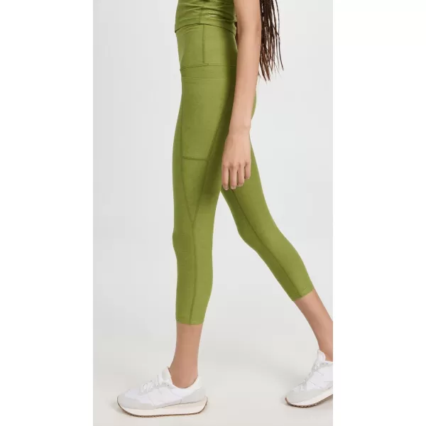 Beyond Yoga Womens Spacedye Out of Pocket High Waisted Capri LeggingsFern Green Heather