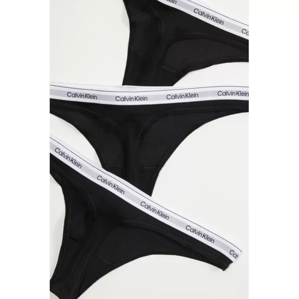 Calvin Klein Womens Modern Logo Thong 3PackBlackBlackBlack