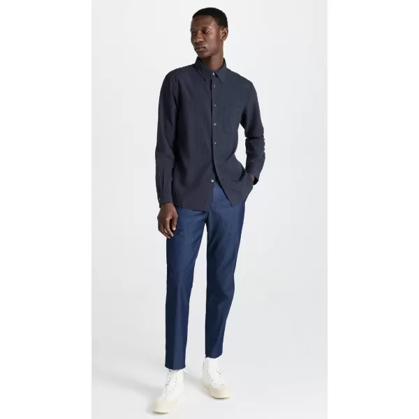 Club Monaco Mens Seersucker Stripe ShirtNavy