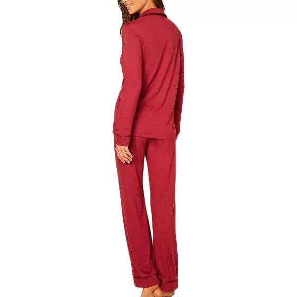 Cosabella Womens Bella Long Sleeve Top amp Pant PJ SetDeep RubyDeep Ruby