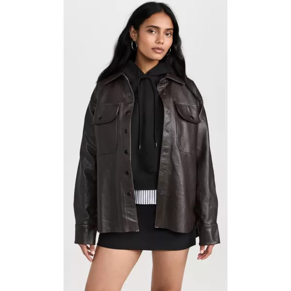 DL1961 Womens Faye ShirtMahogony Leather