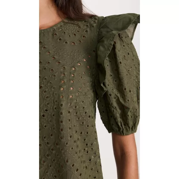 English Factory Womens Ruffle Sleeve Eyelet TopMintgreen