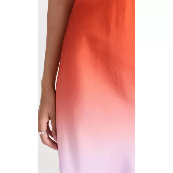 FRAME Womens Bias Dip Dye Midi DressRed Orange Multi