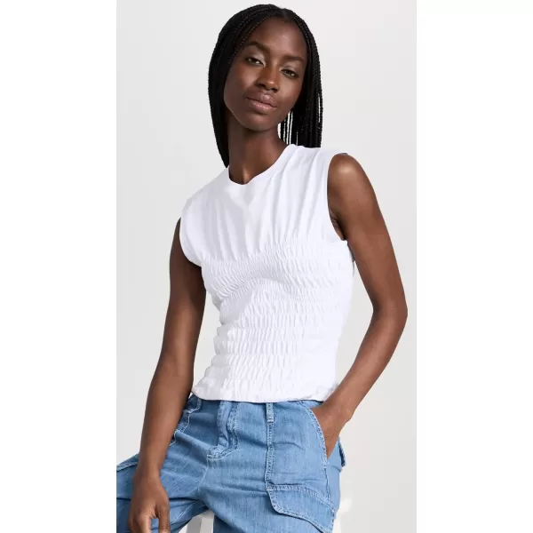 FRAME Womens Smocked Corset Muscle TopBlanc