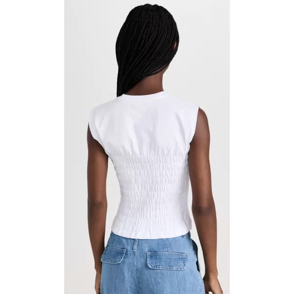 FRAME Womens Smocked Corset Muscle TopBlanc