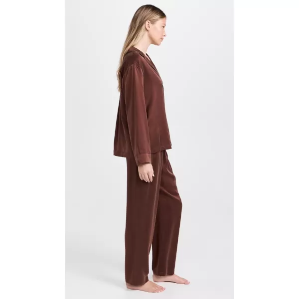 Lunya Womens Washable Silk Long Sleeve Pants SetDozing Umber