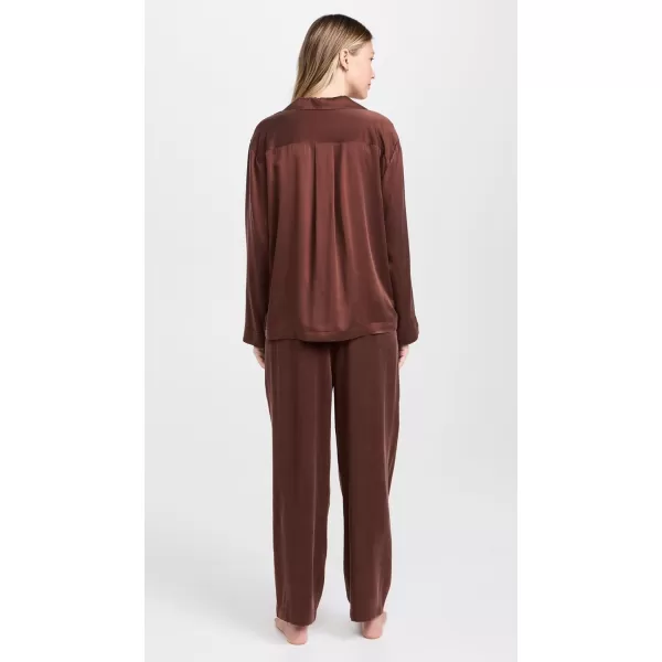 Lunya Womens Washable Silk Long Sleeve Pants SetDozing Umber