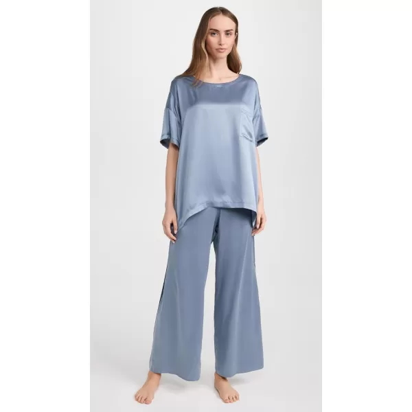 Lunya Womens Washable Silk Tee Pants SetPastoral Blue