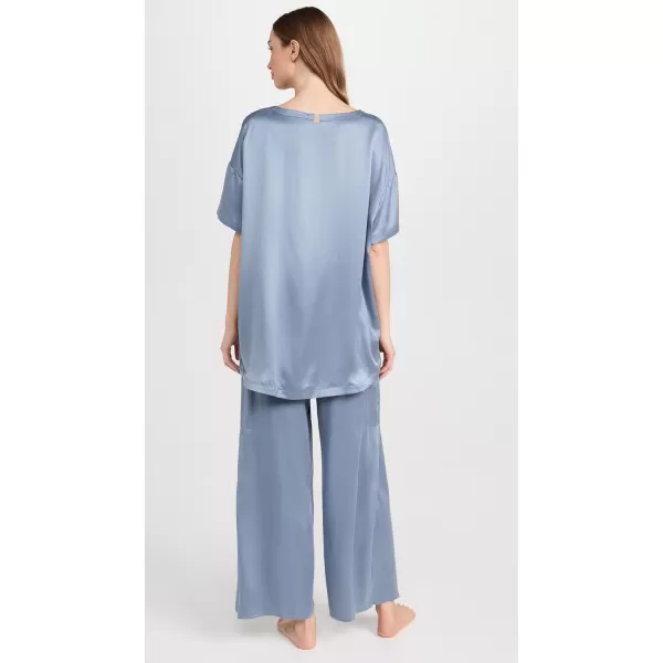 Lunya Womens Washable Silk Tee Pants SetPastoral Blue